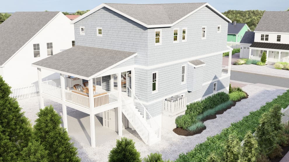 A house with a large porch and balcony.